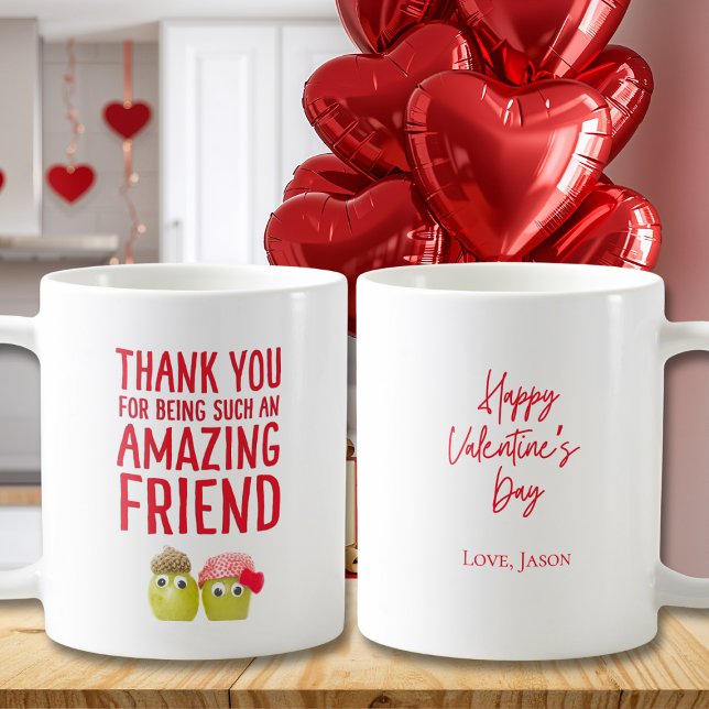 Caneca De Café Valentine's for Vegan Friend - Cute Fruits Thanks (Criador carregado)
