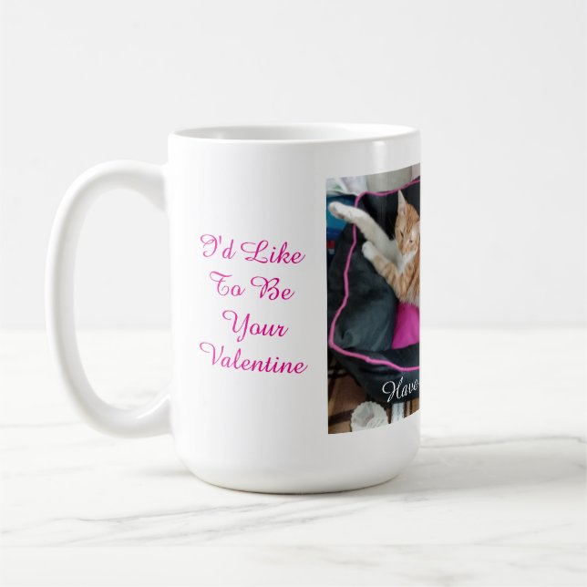 Caneca De Café Valentine's Ginger Cat Photo Fun (Esquerda)