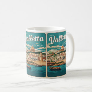 Caneca De Café Valletta Vintage, lembranças de viagem e presentes