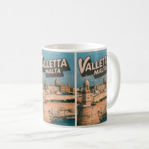 Caneca De Café Valletta Vintage, lembranças de viagem e presentes