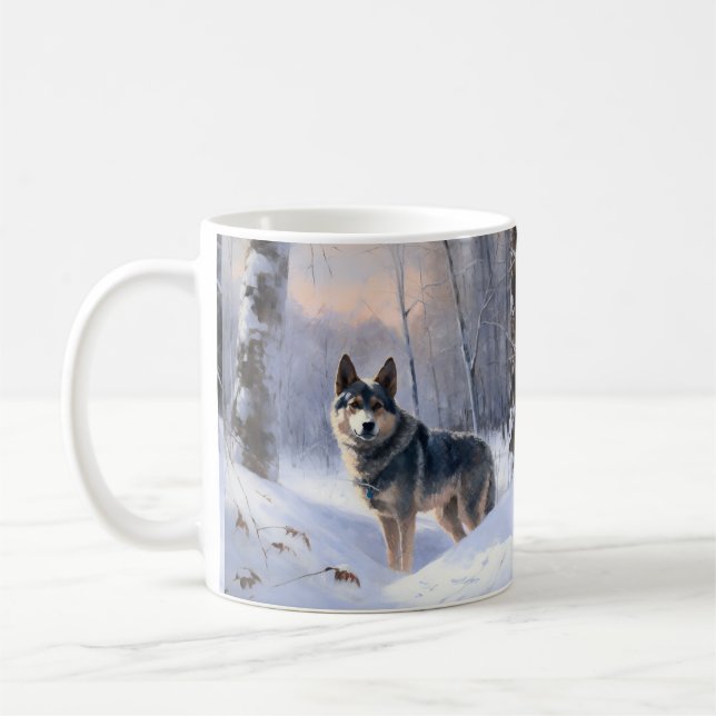 Caneca De Café Vallhund Sueco Deixa-A Neve Natal (Esquerda)