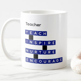Caneca De Café Valores de Nome Personalizado de Professor Azulejo