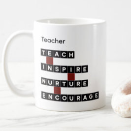 Caneca De Café Valores de Nome Personalizado de Professor Telha P