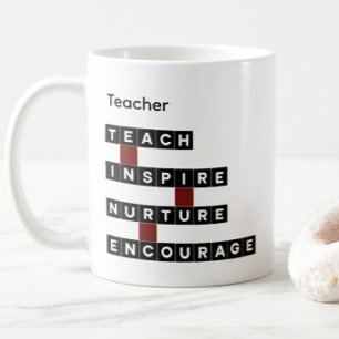 Caneca De Café Valores de Nome Personalizado de Professor Telha P