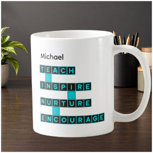 Caneca De Café Valores do Educador de Professores Teal Preto Pers