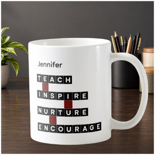 Caneca De Café Valores do Educador de Professores Vermelho Preto