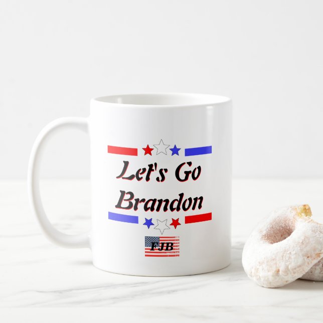 Caneca De Café Vamos Brandon FJB Red White Blue Stars EUA Bandeir (Com Donut)