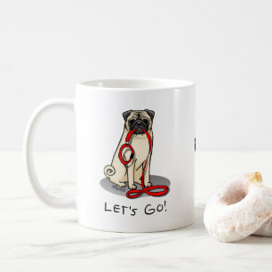 Caneca De Café Vamos! (caminhada) Cachorro-Pug (desmazelado claro