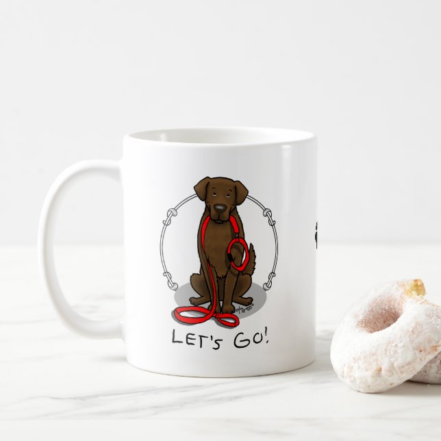 Caneca De Café Vamos! Cão Retriever de Capa Lisa (fígado) (Com Donut)