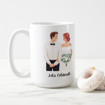 Vamos Celebrar Casal de Noivos Aquarela Romântica