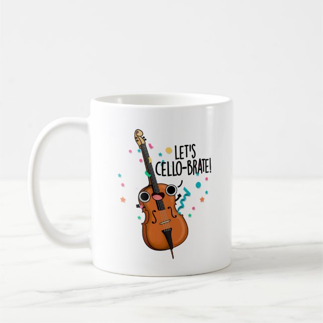 Caneca De Café Vamos Cello-brate Celebrando Cello Pun (Esquerda)