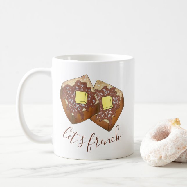 Caneca De Café Vamos de manteiga de torrada francesa e Comida do  (Com Donut)
