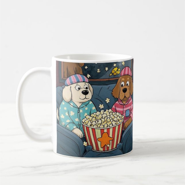 Caneca De Café Vamos ficar em casa e pedir cães de animação da Pu (Esquerda)