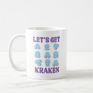Caneca De Café Vamos Ficar Kraken Polvo Kawaii Pastel Fofo