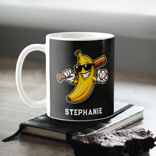 Caneca De Café Vamos Ficar Loucos Beisebol Retrô Banana Engraçado