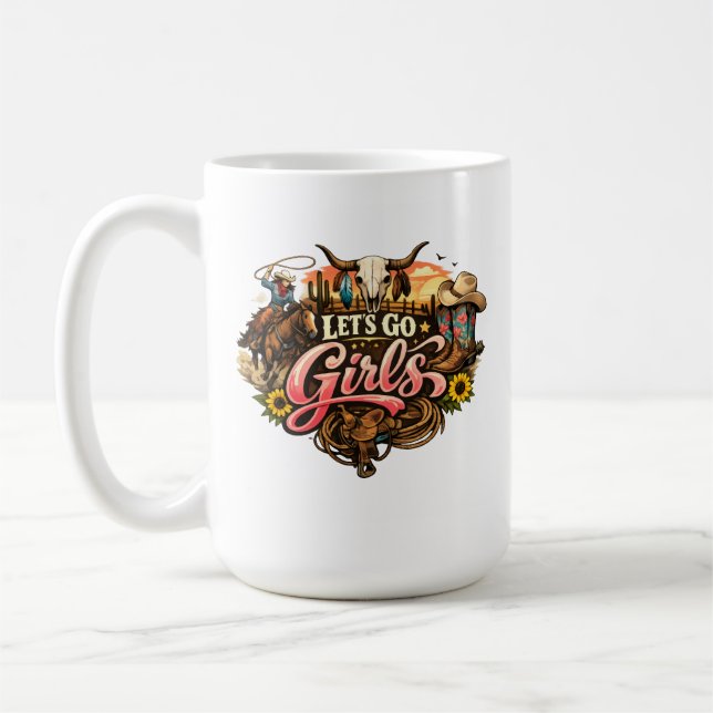Caneca De Café Vamos Lá Garotas Rodeio (Esquerda)