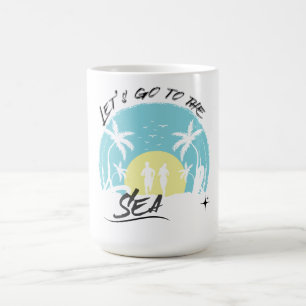Caneca De Café Vamos para o mar - Praia Tropical Retroativa Corre