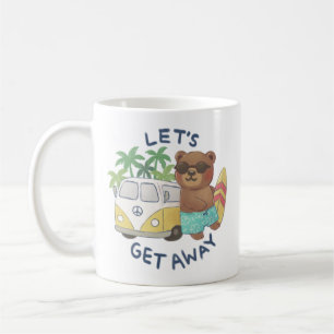 Caneca De Café Vamos Sai: Urso de Teddy & Desenho De Van Vintage