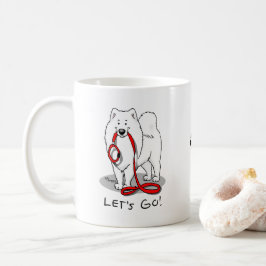 Caneca De Café Vamos! Samoyed w Red Leash Funny