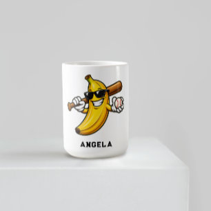 Caneca De Café Vamos Torcer Bananas Beisebol Retrô Banana Engraça