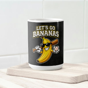 Caneca De Café Vamos Torcer Bananas Beisebol Retrô Banana Engraça