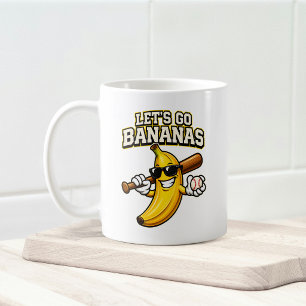 Caneca De Café Vamos Torcer Bananas Beisebol Retrô Banana Engraça