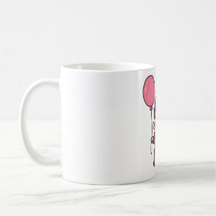 Caneca De Café Vampiro Bonito Com Balão Vermelho