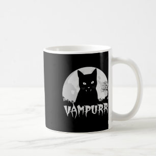 Caneca De Café Vampiro De Gato Negro Halloween Com Lua Cheia - Va