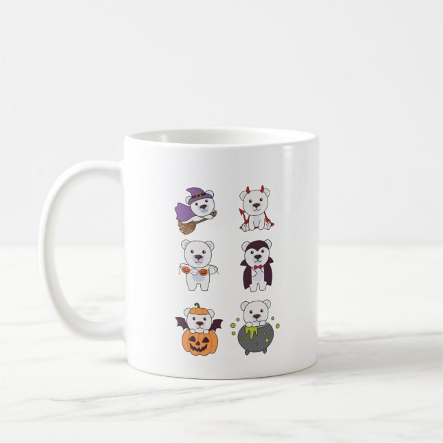 Caneca De Café Vampiro do Diabo Polar Bear Halloween (Esquerda)