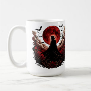 Caneca De Café Vampiro Escuro Lua Vermelha Gótica Halloween