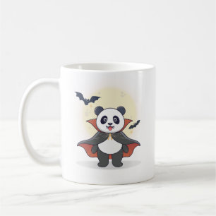 Caneca De Café Vampiro Panda Fofo com Cape e Morcegos