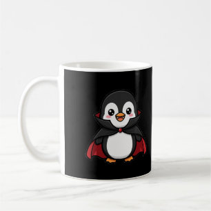 Caneca De Café Vampiro Pinguim Fofo de Halloween