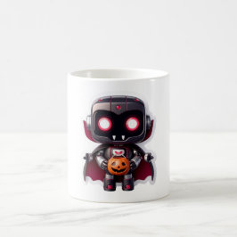 Caneca De Café Vampiro Robô Halloween Mug Cute Spooky Tech