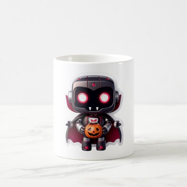 Caneca De Café Vampiro Robô Halloween Mug Cute Spooky Tech (Centro)