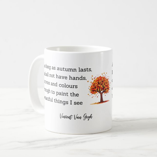 Caneca De Café Van Gogh Autumn Quote Decor For Home (Frente Esquerda)