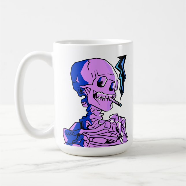 Caneca De Café Van Gogh, Esqueleto com um cigarro aceso (Esquerda)