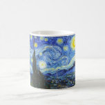 Caneca De Café VAN GOGH Starry Night<br><div class="desc">"van gogh vincent", noite estrelada, "pintura famosa", vintage, estrelas, céu, "bela arte", azul</div>