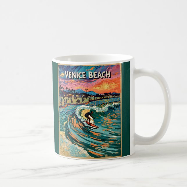 Caneca De Café Van Gogh Venice Beach Surfing California Retro (Direita)