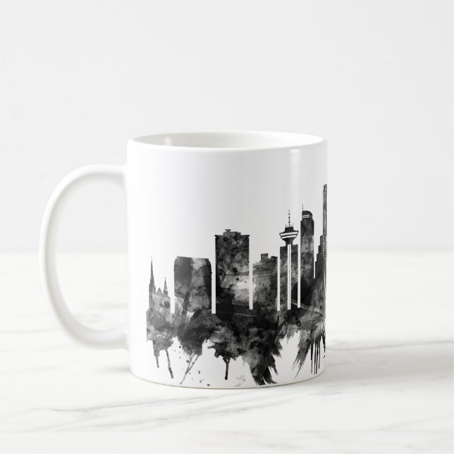Caneca De Café Vancouver Canada Skyline BW (Esquerda)