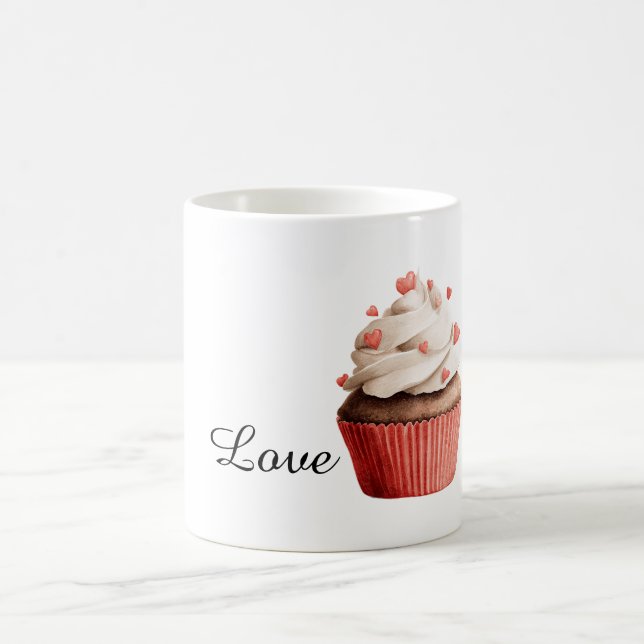 Caneca De Café Vanilla Frosting Hearts Chocolate Cupcake (Centro)