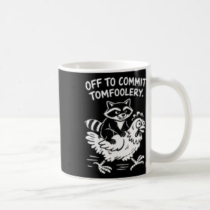 Caneca De Café Vão Fazer Travessuras Guaxinim Montado Em Frango E