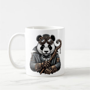 Caneca De Café Vapor Punk Panda de um Futuro Distopiano