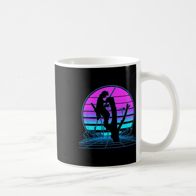 Caneca De Café Vaporwave Goth Pastel de Escalar Árvores  (Direita)
