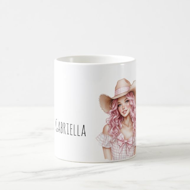 Caneca De Café Vaqueira de Cabelo Rosa   (Centro)