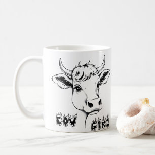 Caneca De Café Vaqueira , Ilustração Engraçada de Vaca