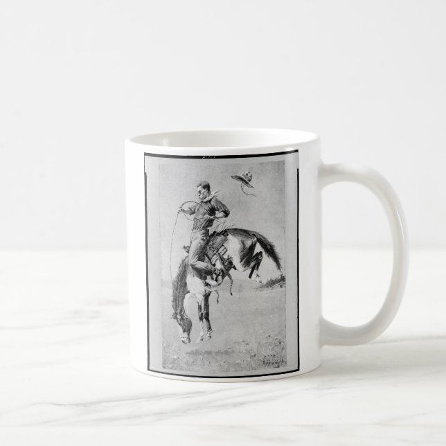 Caneca De Café Vaqueiro de Frederic Remington no bronco (Direita)
