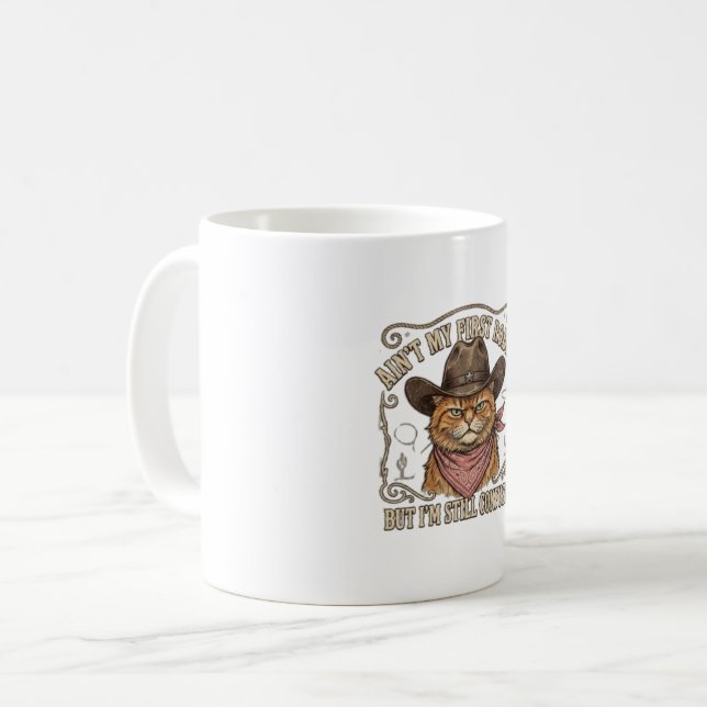 Caneca De Café Vaqueiro Gato Confuso Rodeio (Frente Esquerda)