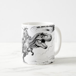 Caneca De Café Vaqueiro montando dinossauro