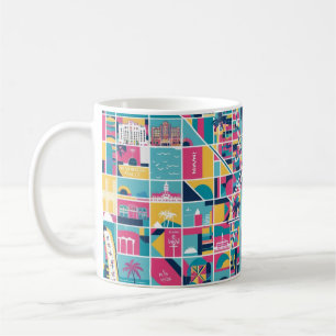 Caneca De Café Várias cores da cidade da Flórida no estilo de des