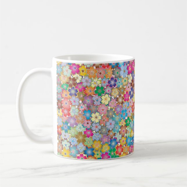 Caneca De Café Várias Flores Florais Coloridas (Esquerda)
